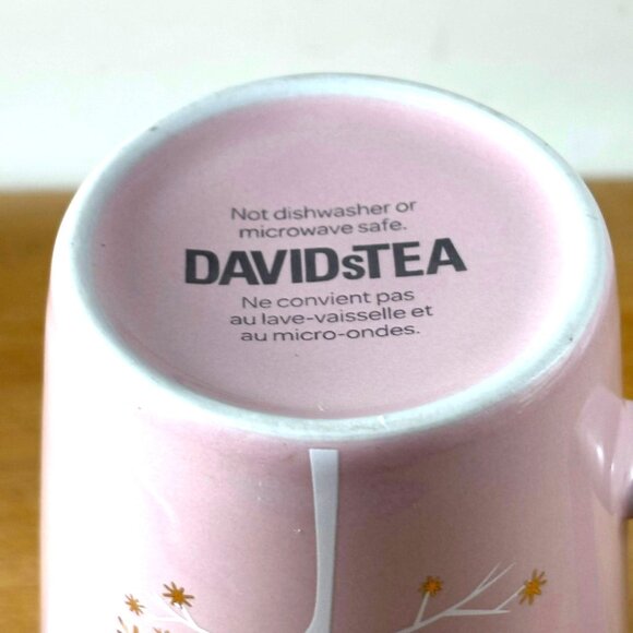 Davids Tea Pink Ceramic Tall Mug & Lid Pink Starry Tree - Picture 2 of 7